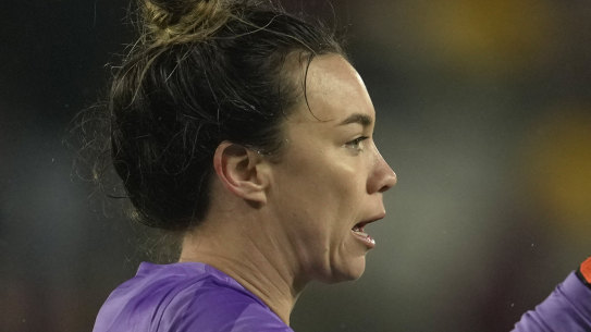Matildas goalkeeper Mackenzie Arnold during April’s friendly win over England.