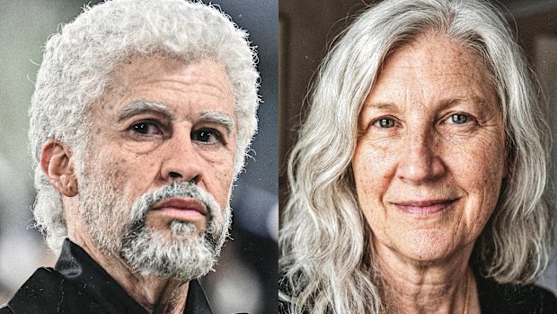 Bad Bunny, 32, as he appeared at the Met Gala in an older guise, and the author, Cherie Gilmour, who is not quite, as she will look at 80, according to this AI-generated image based on her current-day selfies.