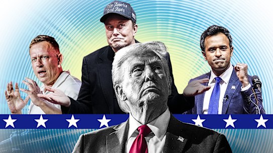 Trump’s leading tech bros: Peter Thiel, Elon Musk and Vivek Ramaswamy.