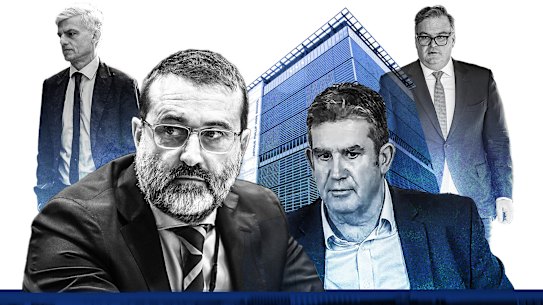 The ICAC is investigating a blow-out in spending on contractors under former building unit head Anthony Manning (front).