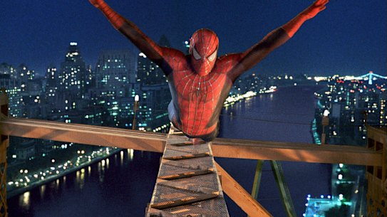 Tobey Maguire stars as Spider-Man  in the title role in the new action adventure film.
