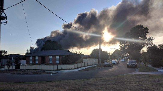 Despite the smoke seen here, students have remained at school at St Mary's Coptic Orthodox in Coolaroo.