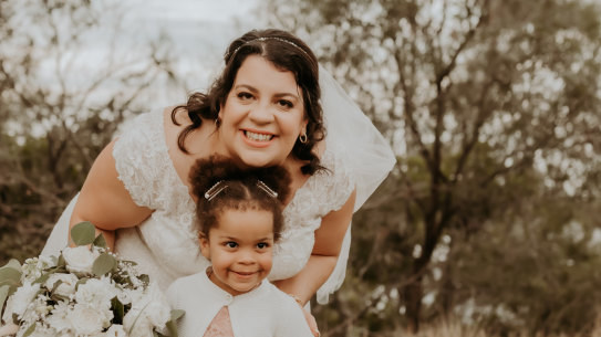 Lucky Ali with her daughter Mojisola at her wedding last year.