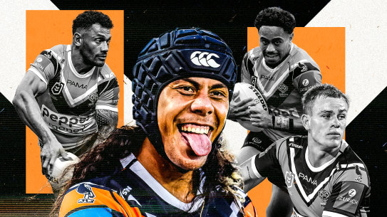 Best spine in the NRL? Wests Tigers’ players Api Koroisau, Jarome Luai, Jahream Bula and Lachie Galvin