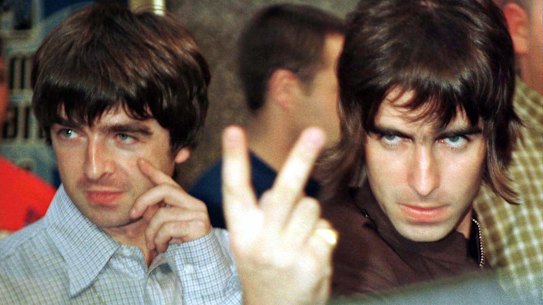 Why, the attitude: Noel, left, and Liam Gallagher at the height of Oasis’s fame in the mid-1990s.