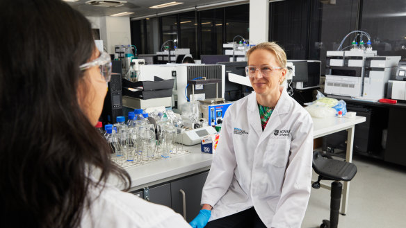 Associate Professor Natalie Trevaskis in a lab at the Monash Institute of Pharmaceutical Sciences. 