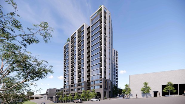 An artist’s render of the 17-storey affordable housing tower proposed for Para Rd, Greensborough.