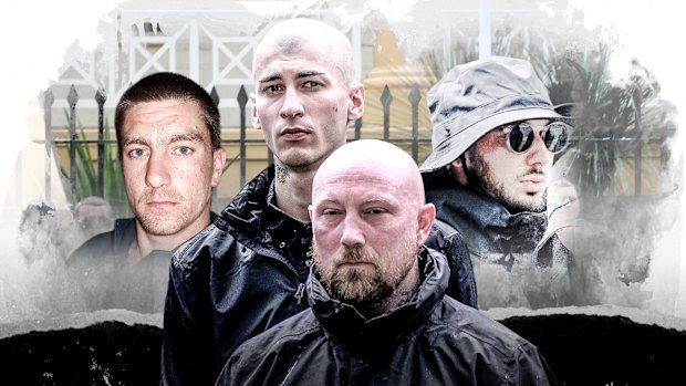 From left to right, Adrian John Carr, Chris Carrig, Jamie McGowan and Nicholas Williamson were all National Socialist Network neo-Nazi group with criminal histories.