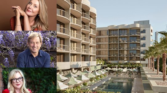 Composite of Calile Hotel with  Anna Funder, landscape designer Paul Bangay and playwright Suzie Miller