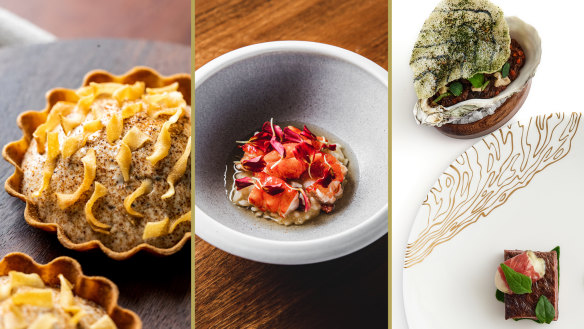 Dishes from three-hat restaurants Sixpenny, Quay and Oncore by Clare Smyth. 