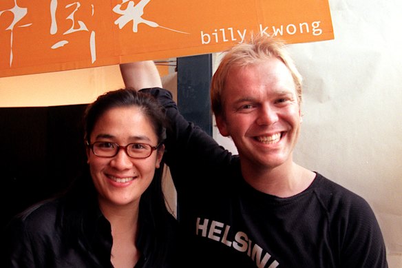 Bill Granger and Kylie Kwong in 2000 at the opening of their joint venture, billy kwong in Surry Hills.