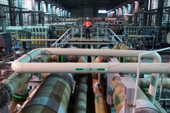 Inside the desalination plant.