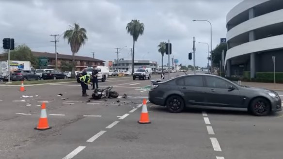 The aftermath of the crash involving Townsville Mayor Jenny Hill.