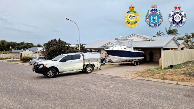 A boat and two vehicles were also seized from the Kalbarri house.