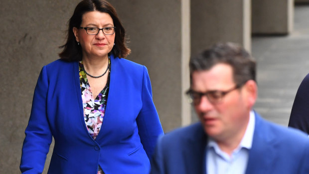 Victorian Health Minister Jenny Mikakos and Premier Daniel Andrews on July 3.