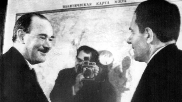 Australian foreign affairs minister Paul Hasluck, left, meeting Soviet foreign minister Andrei Gromyko in Moscow in 1964
