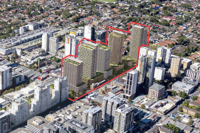 The Burwood rail high-rise development   as proposed by Bates Smart.