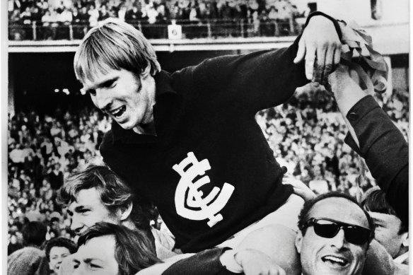 Ted Hopkins was chaired off the MCG for his match-turning performance in the 1970 grand final.