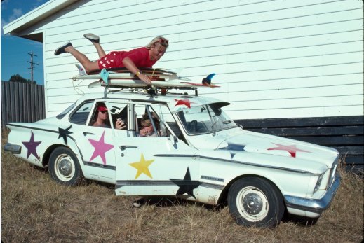 A Surfing World photo from 1982, taken in Jan Juc, paying homage to the road trip as Australia’s cultural expression. It inspired Quicksilver’s ‘If you can’t rock ‘n’ roll, don’t f...en’ come’ campaign.