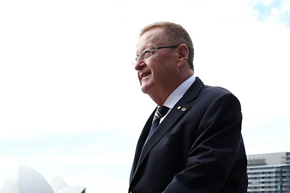 John Coates on his way in to give a rousing speech at the Australian Olympic Committee's annual general meeting.