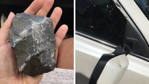 Large rocks were thrown at cars in Strathmore at the weekend.