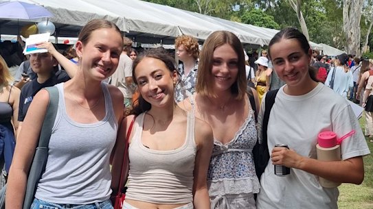 Piper Lawson with her new friends Bella Labagnara, Jessica Simpson and Charley Kenny.