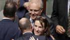 Celia Hammond being congratulated after her maiden speech in 2019 by Treasurer Josh Frydenberg. 