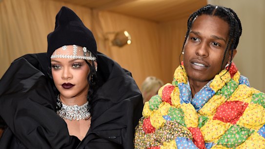 Rihanna, left, and ASAP Rocky are expecting their first child together. 