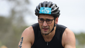 Steven Sorbello competes in the cycling leg of the Noosa Triathlon. “The town comes alive on the triathlon weekend and there are nice places to kick on for the fourth leg – lunch.”