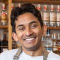 Good Food's Young Chef of the Year Viveik Vinoharan (left) and Mitch distillery Dutch Rules founder Danny Perera.