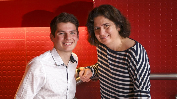 Simon Seddon and his mother Mary, one of the top VCE students offered Melbourne Chancellor’s Scholarship.