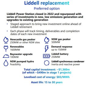 AGL's Liddell power station replacement plan.