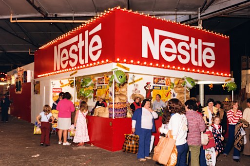 An early Nestle showbags stall run by the Atkinson family.