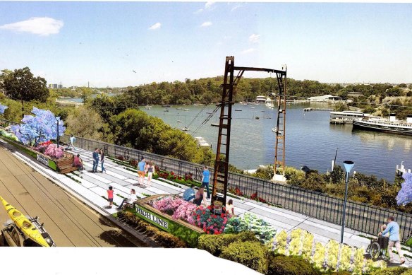 The view from Dumbarton Street in a 2017 drawing commissioned by residents’ group Sydney Harbour High Line.