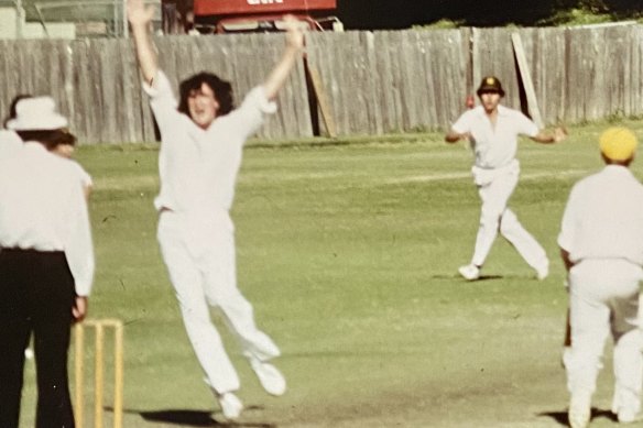 The author, Duncan Fine, appealing to the umpire while playing for his school first XI.