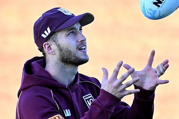 Sam Walker trains with the Maroons on the Sunshine Coast a week before game one.