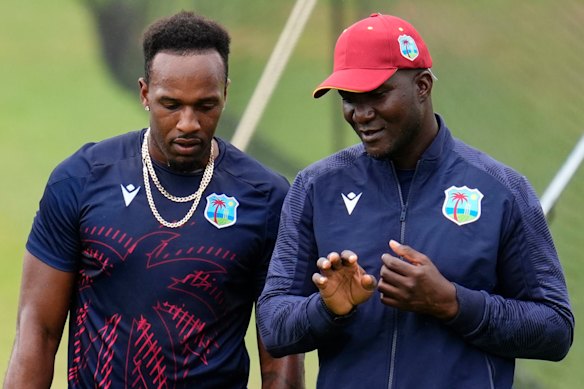 West Indies coach Daren Sammy (right). 