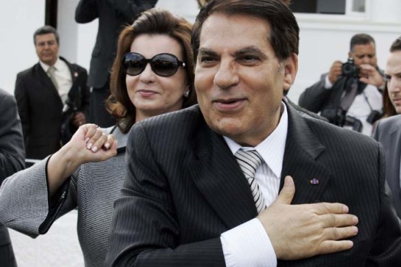 Tunisian dictator Zine al-Abidine Ben Ali and his equally feared wife Leila Trabelsi.