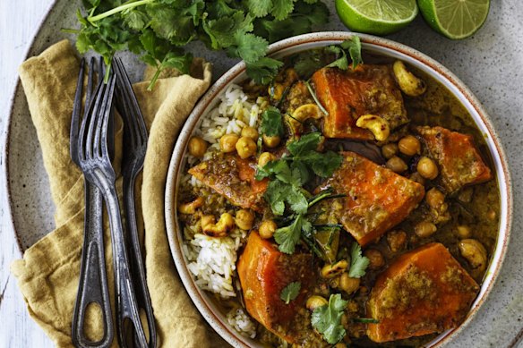 Chunky pumpkin and chickpea curry.