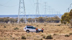 Part of the $2.3 billion EnergyConnect transmission line being built between SA and NSW. Photo: ElectraNet