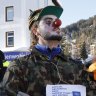 Protesters in clown outfits demonstrate against the World Economic Forum in Davos, Switzerland.