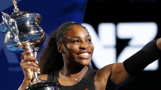 Her last major: Williams after winning the 2017 Australian Open.