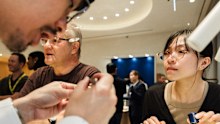 Guests view luxury watches at the Financial Review About Time Watch Weekend in Sydney.