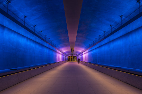 The Muru Giligu tunnel in Martin Place where Vivid Sydney Dinners with Nigella Lawson will be held. 