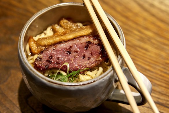 The duck yuzu ramen at Gaku Robata Grill.