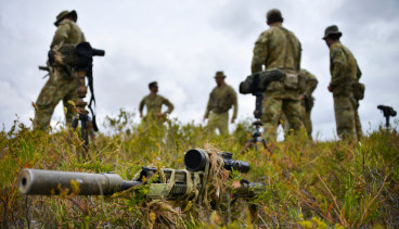 The Lancelin range offered varied settings. Sniper Concentration Camp 2014Mid-Caption:Two dozen army snipers and sniper team leaders took part in a 10-day training concentration under the guidance of Special Air Service Regiment personnel, using a competition-based format.
