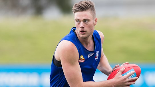 Josh Schache at Bulldogs training on Wednesday morning.
