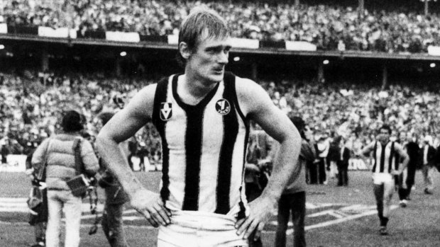 A dejected Peter Moore after his side Collingwood lost to Carlton in the 1981 VFL grand final.
