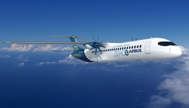 Airbus’ hydrogen-powered turboprop aircraft concept. Air New Zealand believes it could use the aircraft on short domestic and regional routes. 