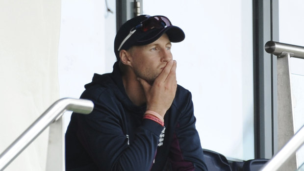 England captain Joe Root looks on from the stands as Australia romp to Ashes victory.